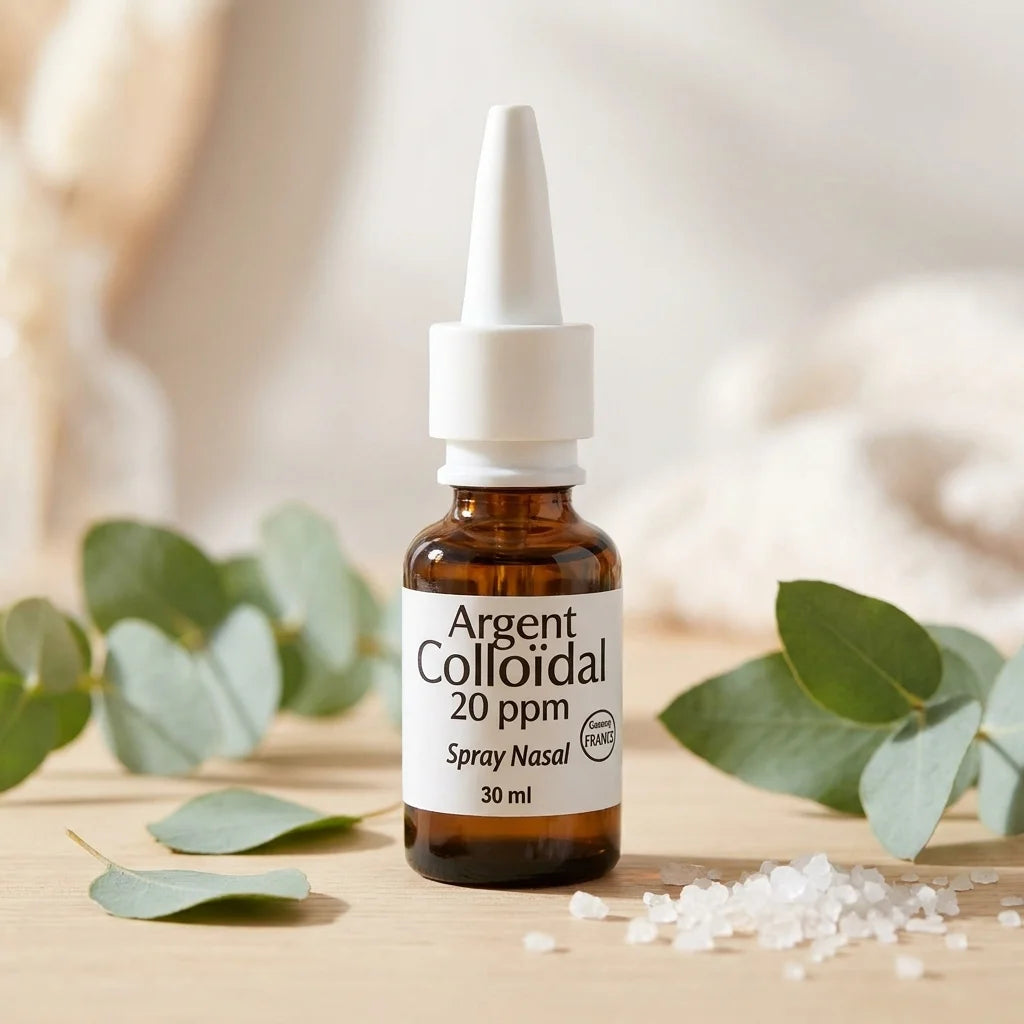 Spray nasal Argent colloïdal 20 ppm Dr Theiss flacon verre ambré avec applicateur blanc