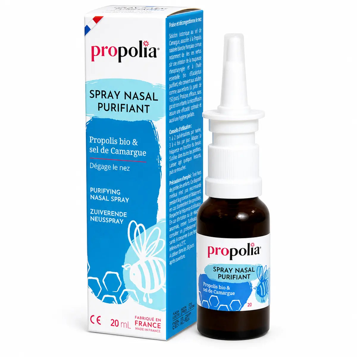Spray Nasal Propolis 20ml Propolia - Décongestionnant naturel avec flacon et boîte