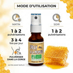 Spray Propolis gorge bio 20ml Abeille Forestière avec posologie et certification biologique