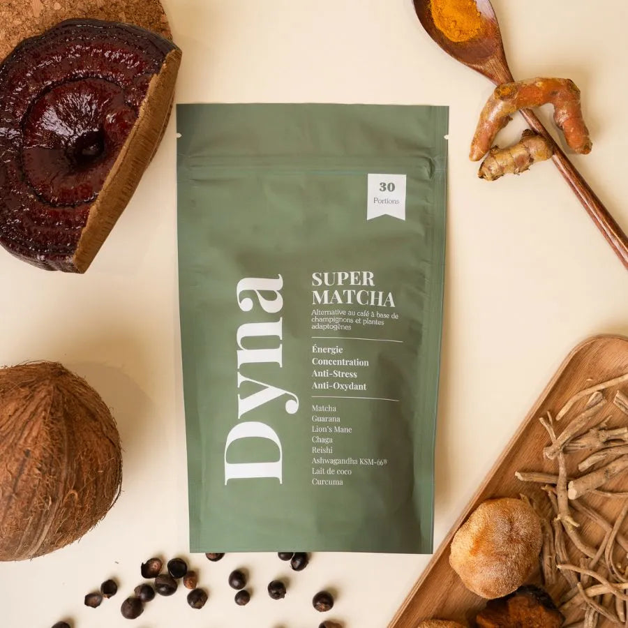 Un super matcha de la marque Dyna avec les ingrédients bruts