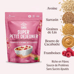 Iswari Super Petit Déjeuner framboise beurre cacahuète bio avec ingrédients et bénéfices nutritionnels