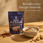 Petit déjeuner Maca Iswari en porridge avec amandes, cannelle et ingrédients bio sans gluten