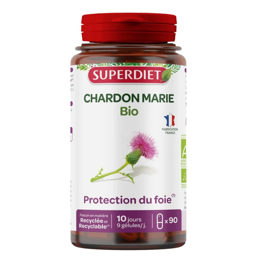 Une boite de Chardon marie bio de 90 gélules de la marque Superdiet