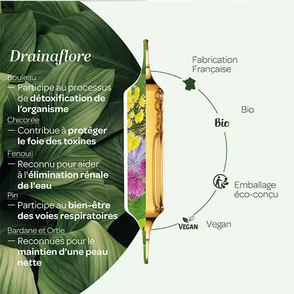 Les bienfaits des ampoules de Une boite de Drainaflore Bio Superdiet