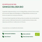 Caractéristiques du COFFRET de 20 AMPOULES DE 15 ML de GINKGO BILOBA BIO de Superdiet