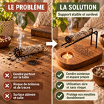 Comparatif : support arbre de vie en teck pour palo santo et sauge, stable et surélevé, contre les cendres
