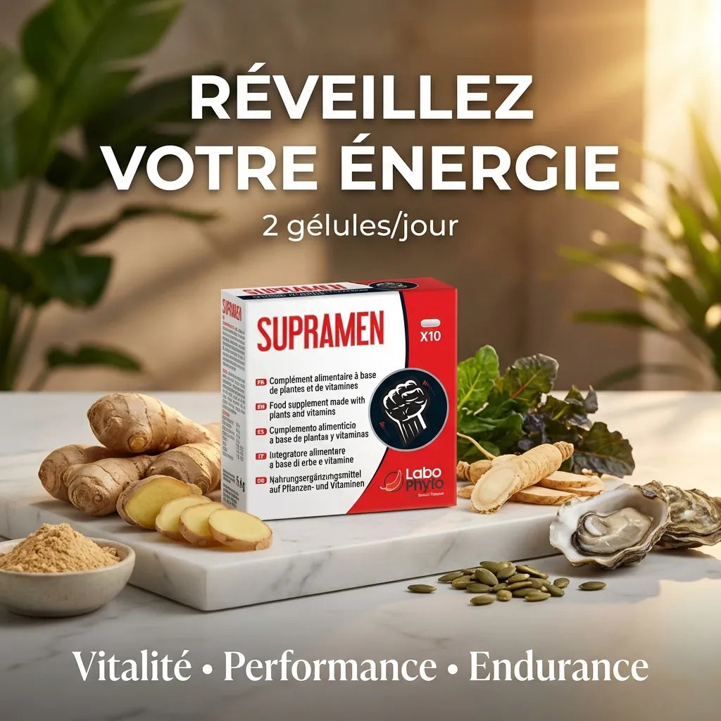 Supramen Labophyto 10 gélules - complément vitalité avec ingrédients naturels ginseng et maca