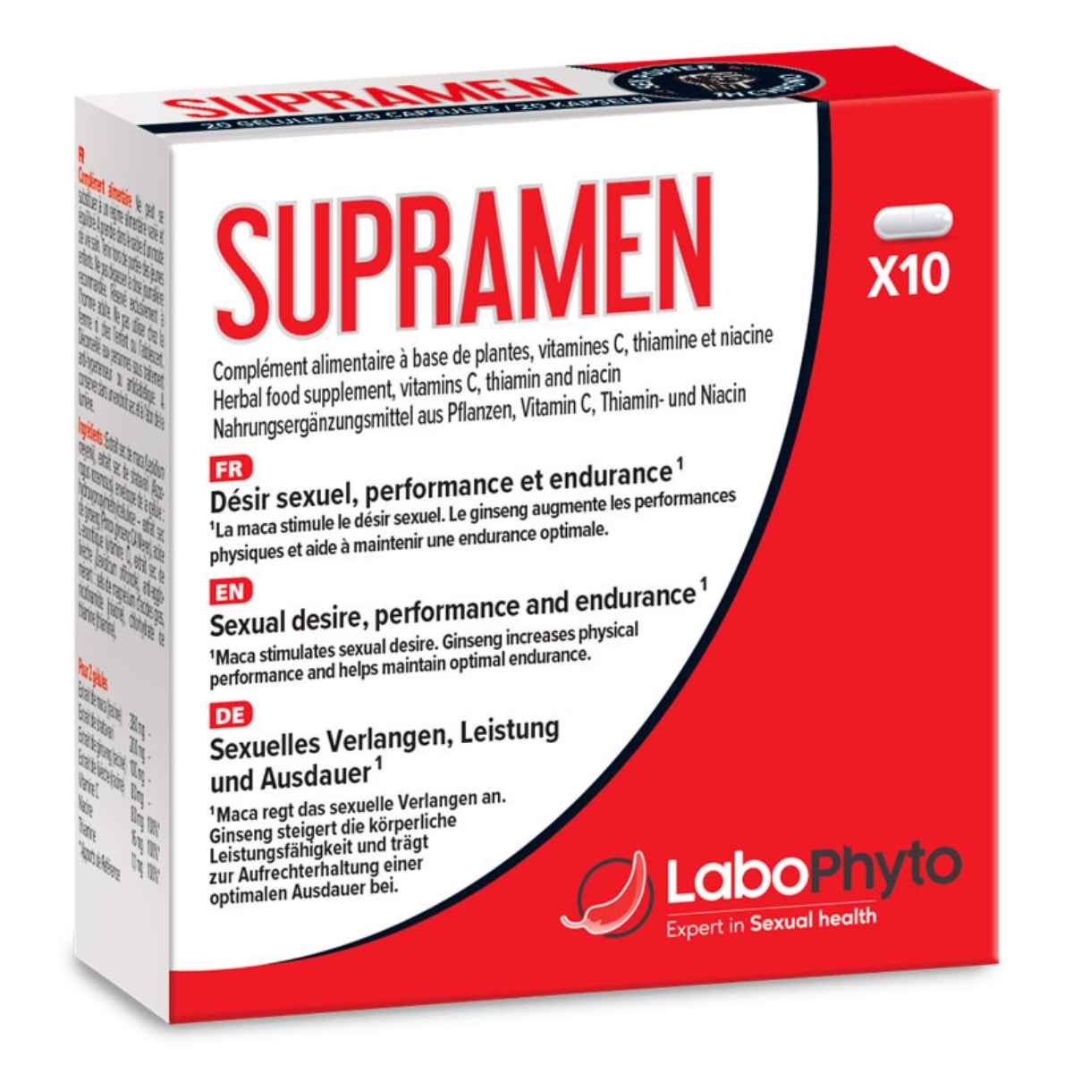 Une boîte de 10 gélules de Supramen de la marque Labophyto