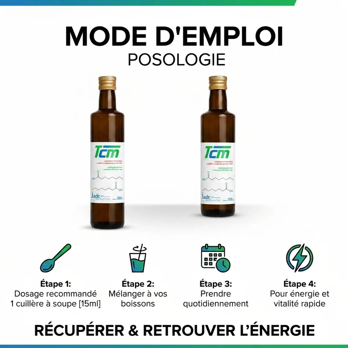 TCM 500ml Jade Recherche - Mode d'emploi récupération énergie avec instructions dosage et posologie