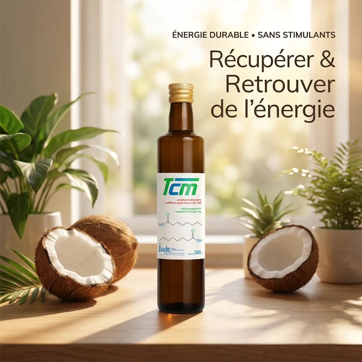 TCM 500ml Jade Recherche bouteille pour récupérer énergie naturelle sans stimulants