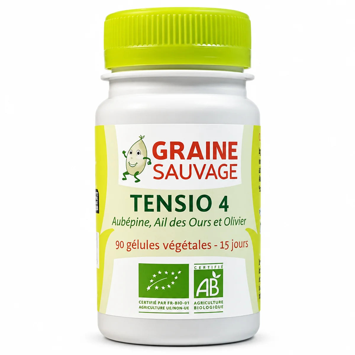 Tensio 4 complément alimentaire tension artérielle 90 gélules Graine Sauvage flacon blanc