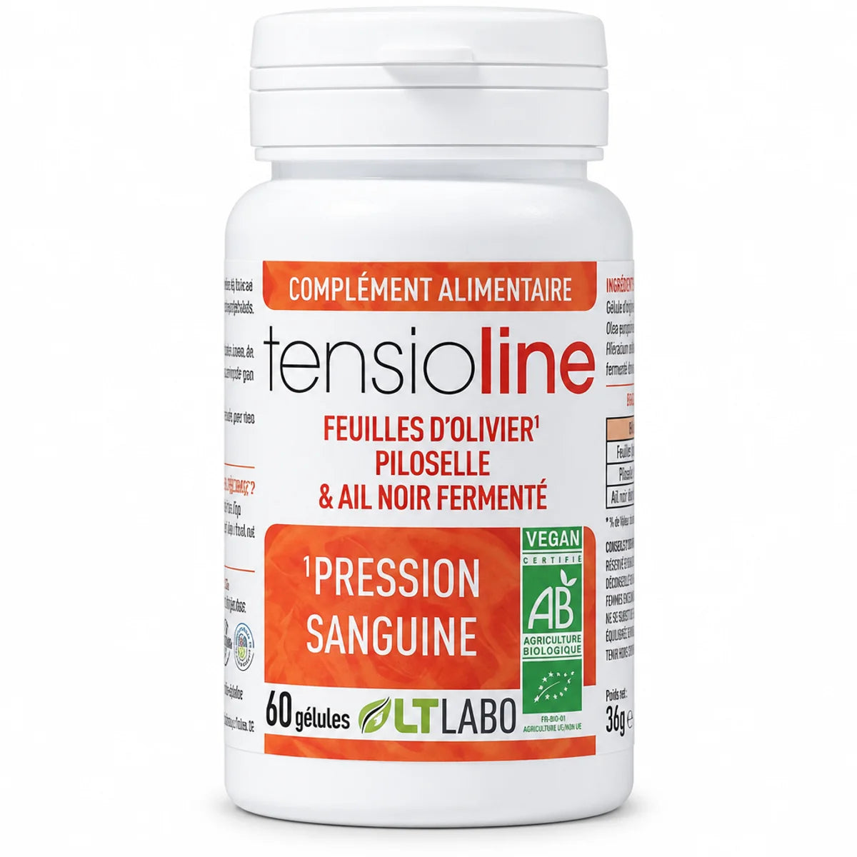 Tensioline Bio 60 gélules LT Labo flacon blanc pression sanguine certification AB