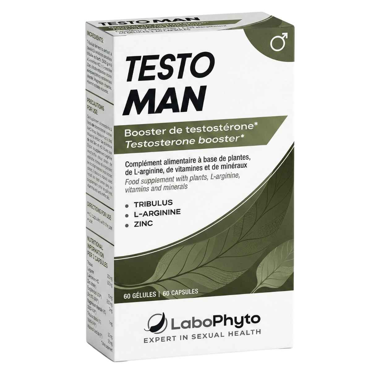 Une boîte de Testoman booster de Testosterone de 60 Gélules de la marque Labophyto