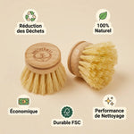 Tête brosse vaisselle rechargeable Anotherway bois naturel avec avantages écologiques