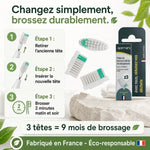 Têtes rechargeables Apimani avec instructions de remplacement et 3 mois de brossage, fabriquées en France