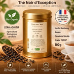 Thé noir Assam TGFOP Second Flush Rembeng Bio 100g en boîte dorée avec feuilles détachées