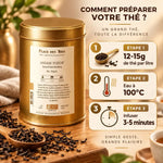 Thé noir Assam TGFOP Second Flush Rembeng bio avec guide de préparation et feuilles de thé