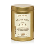 Boîte de thé vert bio Éclat du Matin 100g Place des Thés sur fond blanc