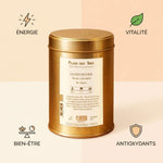 Thé vert Gunpowder Bio 100g Place des Thés avec infographies bienfaits santé