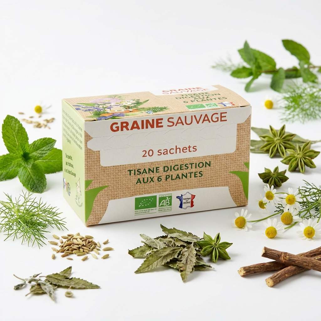 Tisane Digestion Bio Graine Sauvage 20 sachets avec menthe, fenouil et camomille