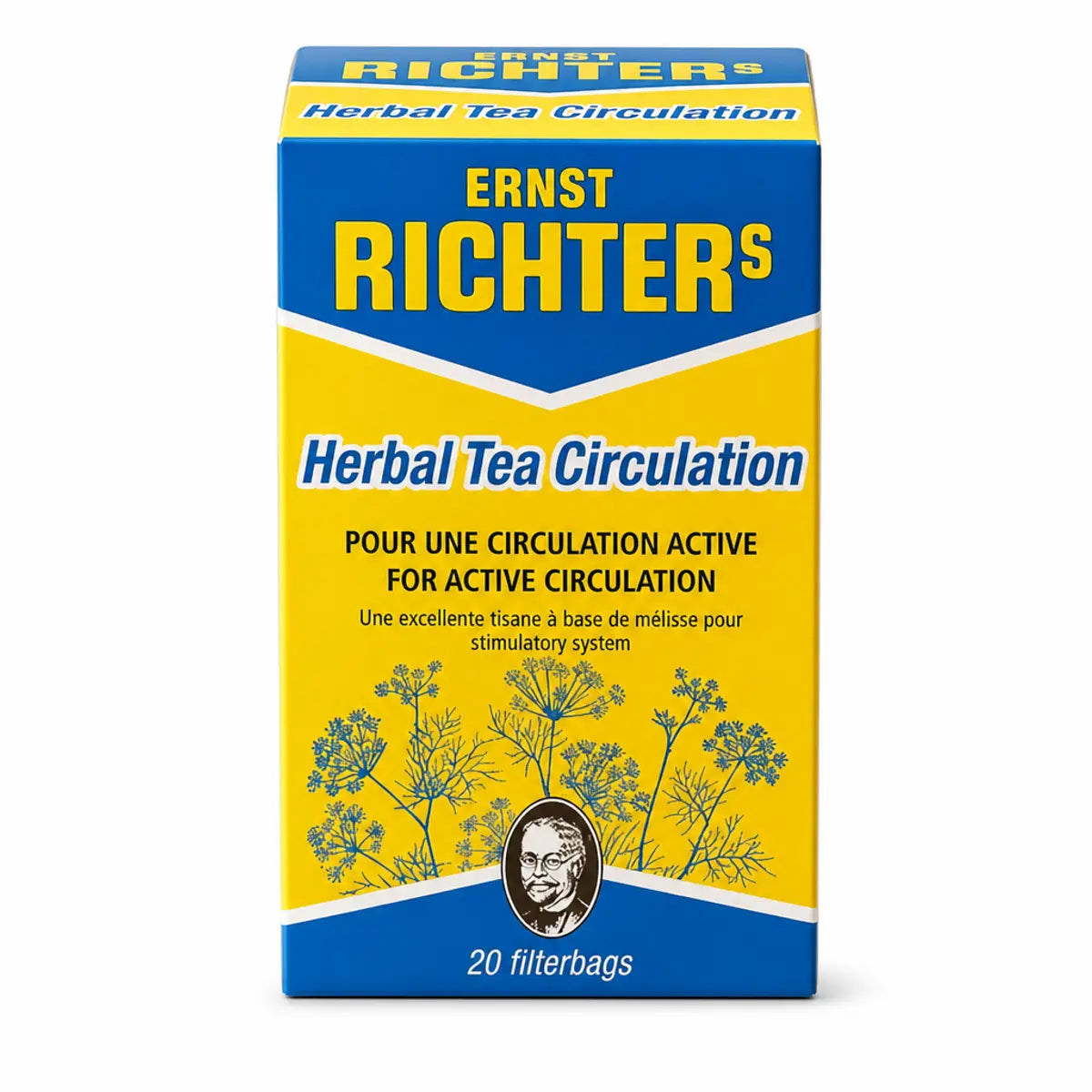 Tisane Richter Circulation 20 sachets - Boîte Ernst Richter's bleu et jaune