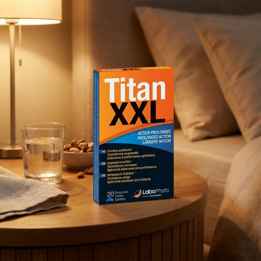 Titan XXL boîte de 20 gélules pour endurance et performance sur table de nuit