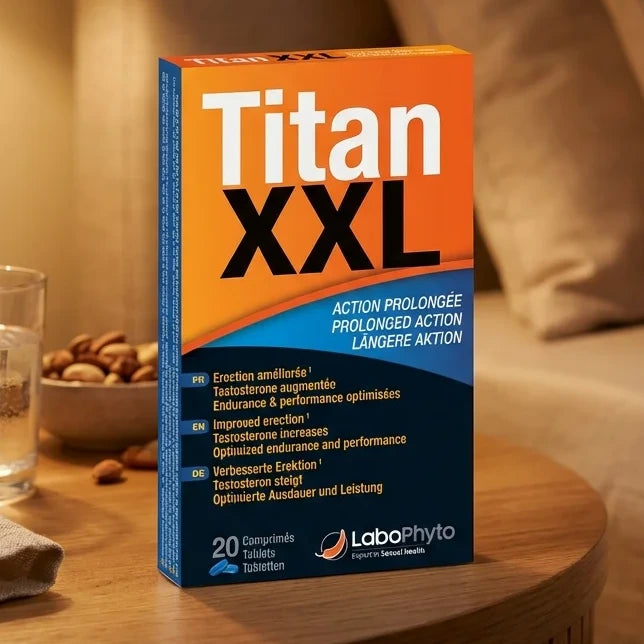 Titan XXL boîte de 20 gélules pour endurance et performance sur table de nuit