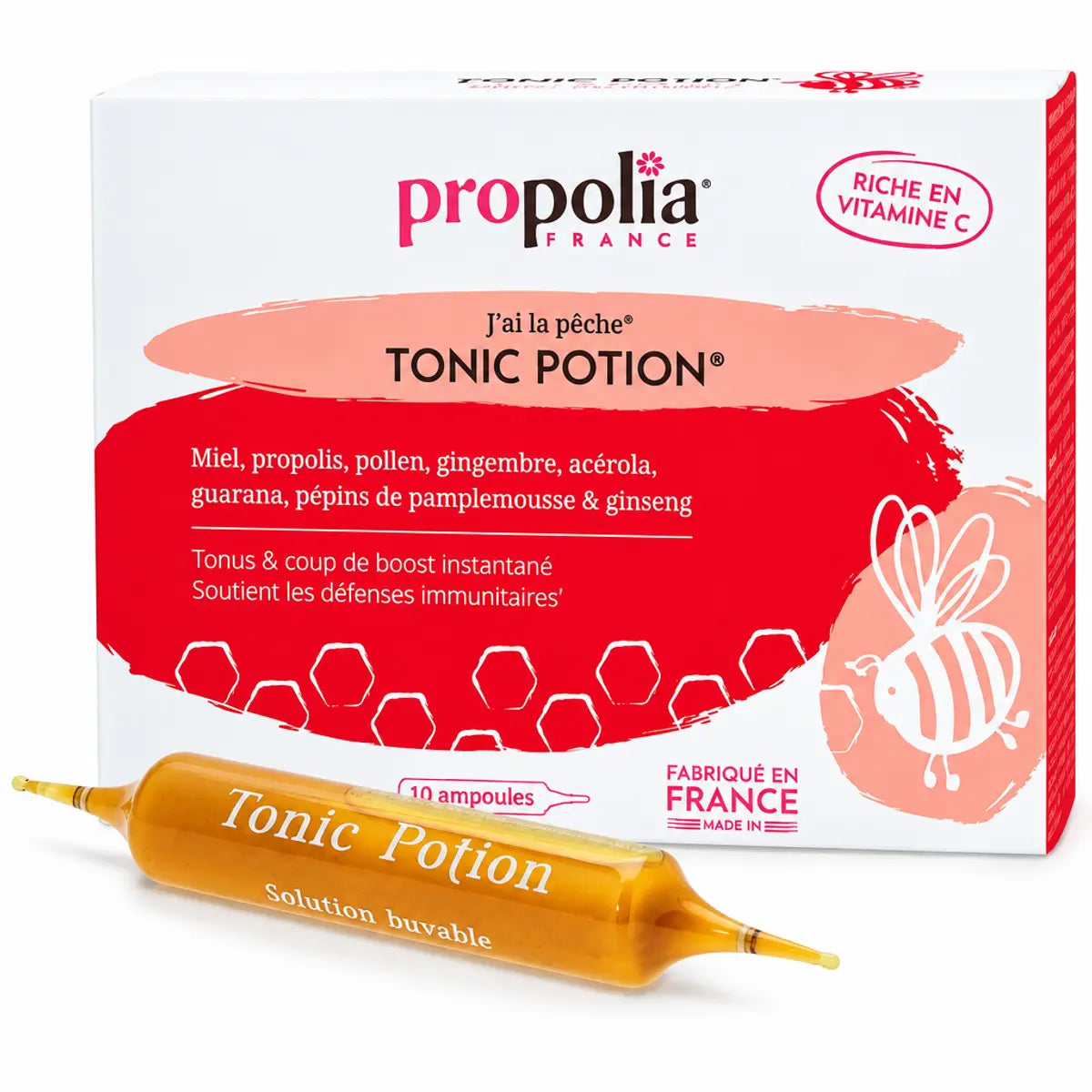 Propolia Tonic Potion J'ai la pêche 10 ampoules vitamine C complément alimentaire
