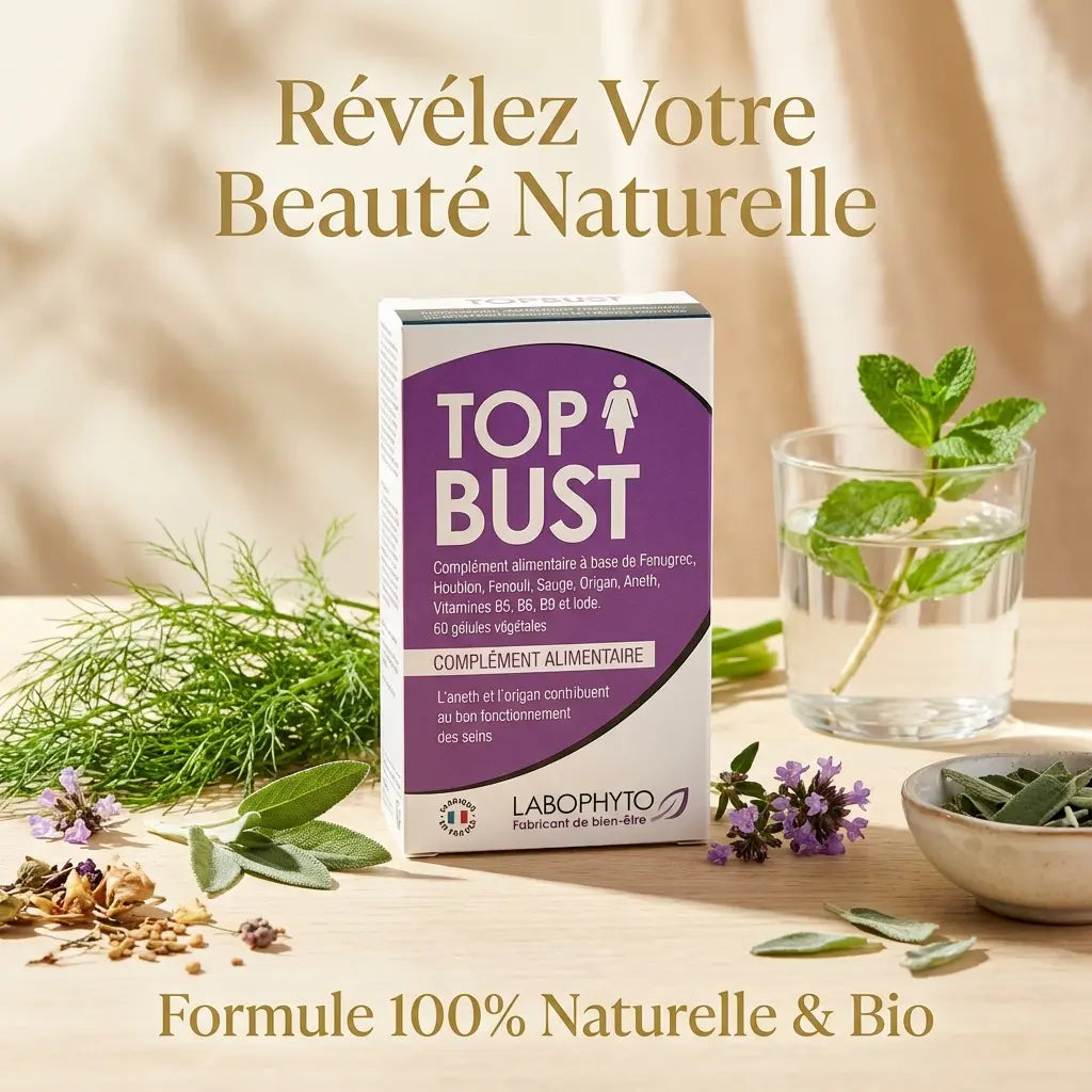 Top Bust Poitrine 60 gélules Labophyto avec ingrédients naturels bio en packaging violet