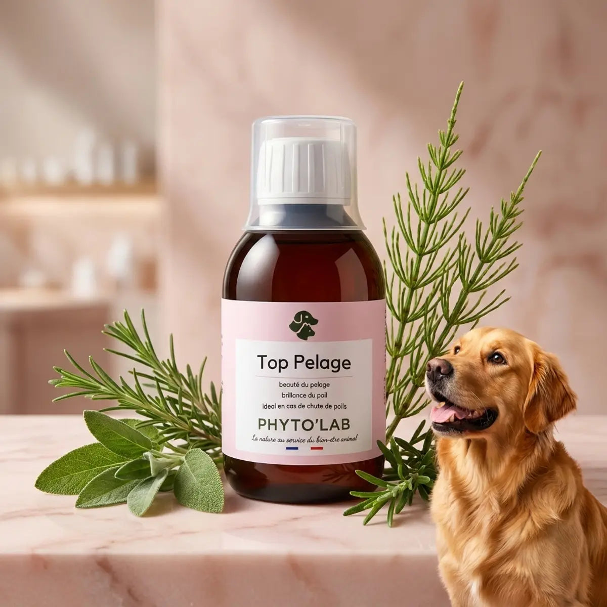 Top Pelage 250ml Phyto'Lab pour chien et chat, brillance poil naturelle