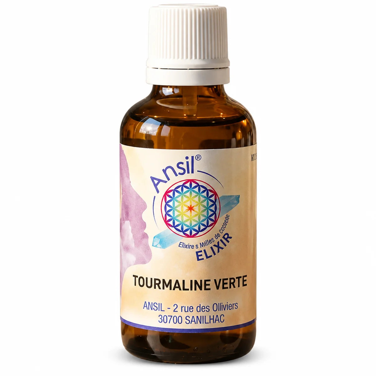 Flacon Tourmaline Verte Elixir 30ml Ansil - Cristal liquide en bouteille ambre