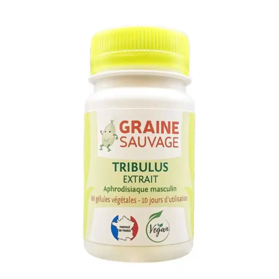Boîte de 60 gélules d'extrait de tribulus de la marque Graine Sauvage