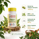 Tribulus Terrestris 1800mg - Graine Sauvage - Complément 60 gélules avec composition ingrédients