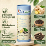 Trikatu Ayur-Vana 60 gélules avec gingembre, poivre noir et long pour digestion et métabolisme