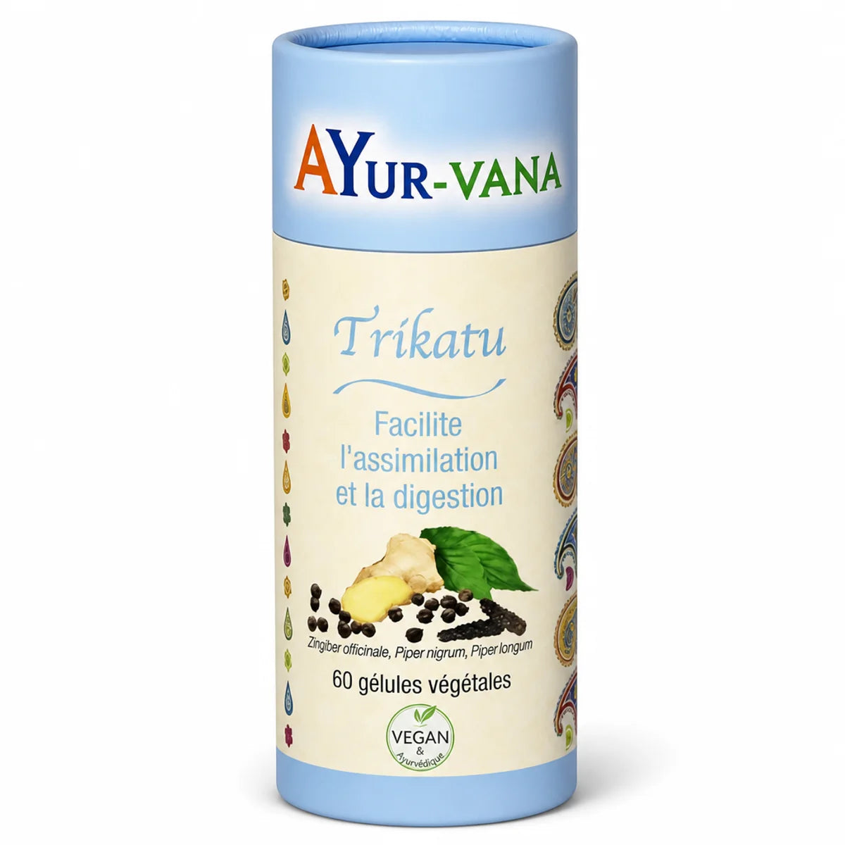 Trikatu 60 gélules végétales Ayur-Vana digestion assimilation gingembre poivre noir