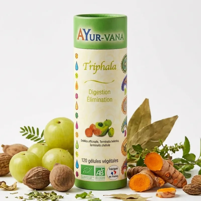 Triphala Bio Ayur-Vana 120 gélules avec fruits ayurvédiques Amalaki Haritaki Bibhitaki digestion