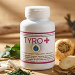 Tyro+ Jade Recherche 120 gélules avec spiruline, maca et fucus sur surface bois naturelle