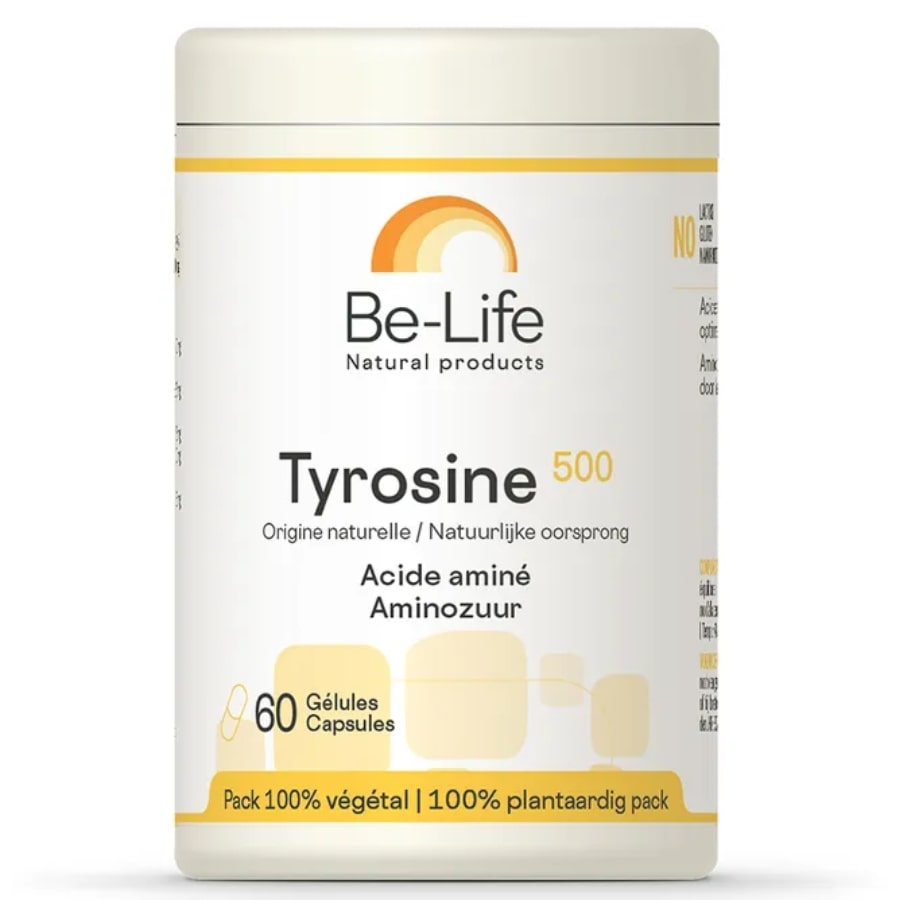 Une boite de Tyrosine 500 de 60 gélules de la marque Biolife.