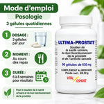 Ultima Prostate 90 gélules Vital Osmose avec posologie : 3 gélules par jour pendant 6-8 semaines