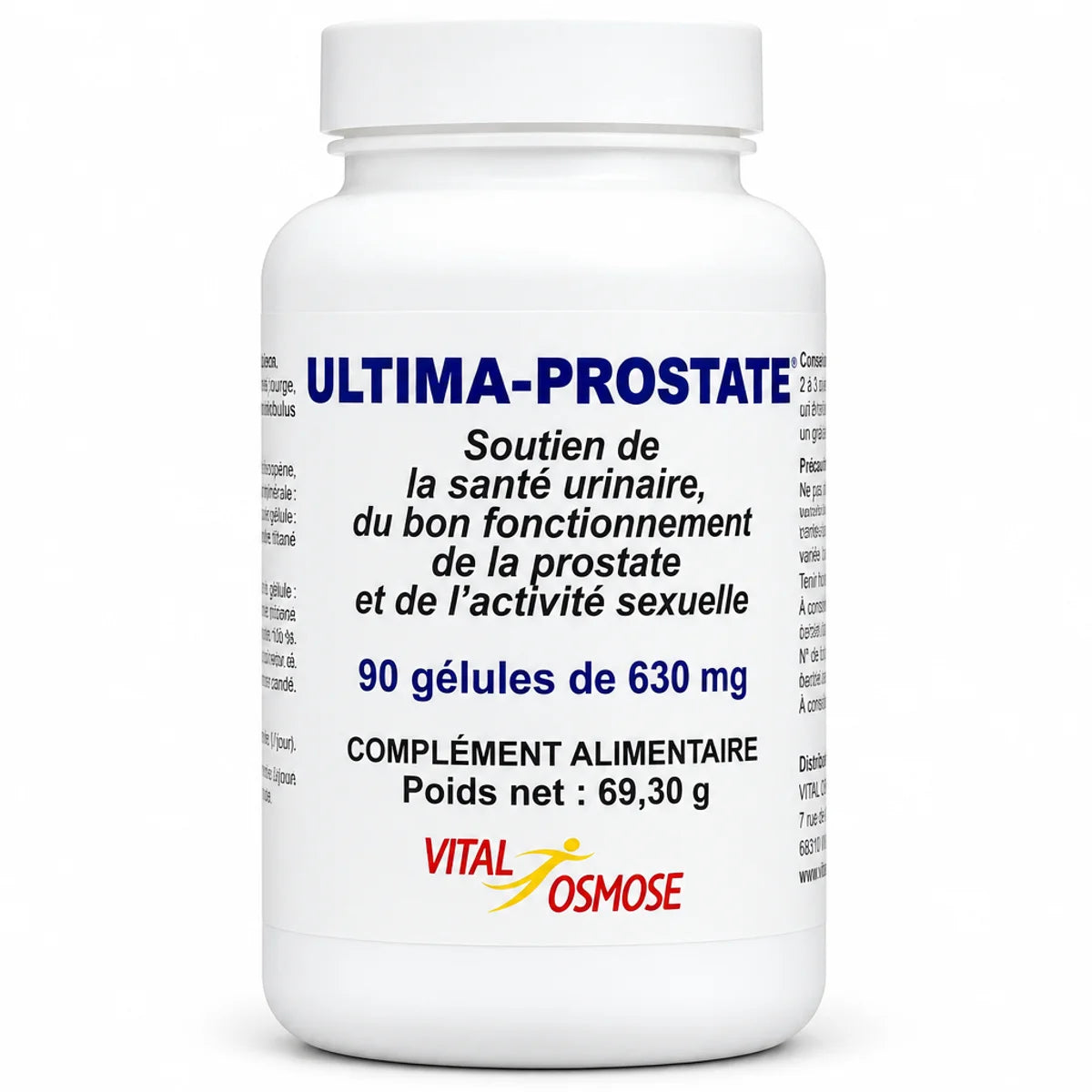 Flacon Ultima Prostate 90 gélules Vital Osmose sur fond blanc