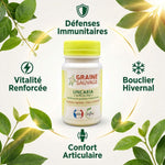 Uncaria Bio 60 gélules Graine Sauvage avec icônes défenses immunitaires, vitalité et confort articulaire