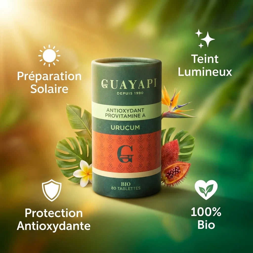 Urucum Bio 80 tablettes Guayapi - Antioxydant naturel avec bénéfices solaires et teint lumineux