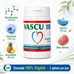 Vascu 10 complément alimentaire avec ingrédients clés nicotinamide carnosine CoQ10 formule végétale