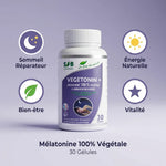 Vegetonin Mélatonine Végétale 30 gélules avec icônes sommeil, énergie et vitalité - SFB Laboratoires