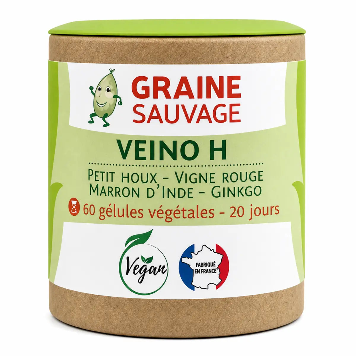 Veino H gélules santé vasculaire Graine Sauvage 60 capsules hémorroïdes flacon kraft