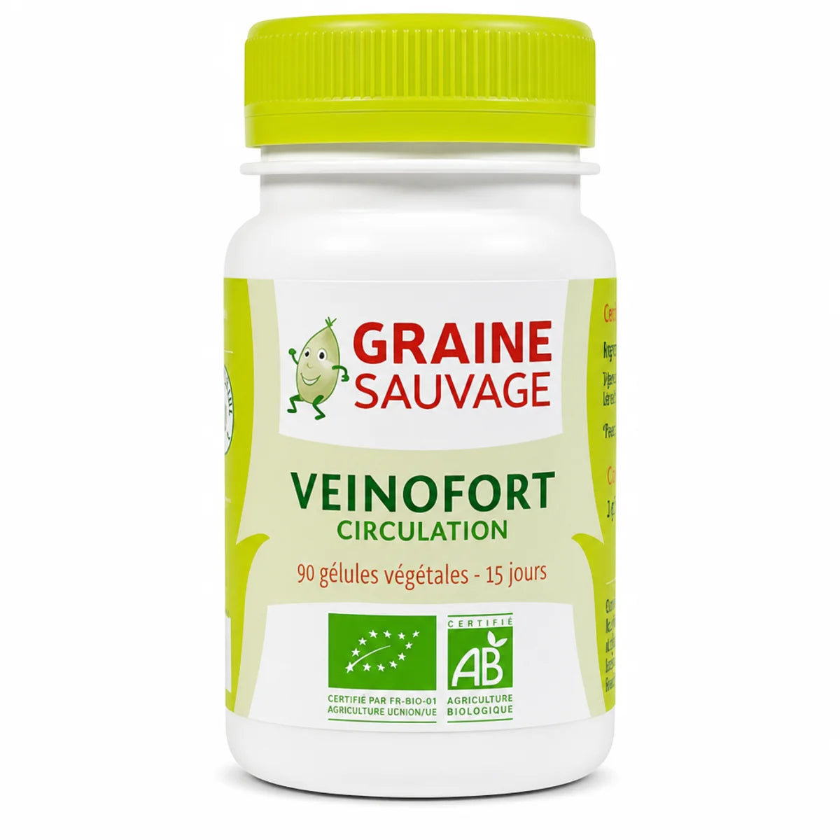 Veinofort Bio flacon 90 gélules Graine Sauvage pour jambes lourdes et circulation