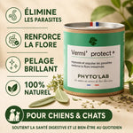 Vermi'Protect vermifuge naturel chien chat 90 gélules avec bénéfices santé affichés