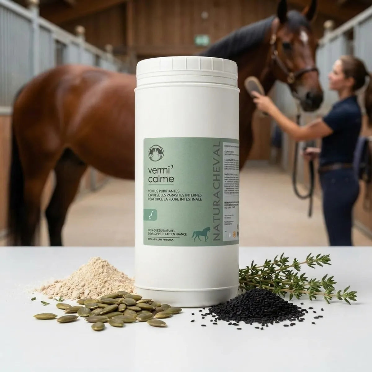 Vermi'calme vermifuge naturel 500g pour chevaux avec ingrédients naturels