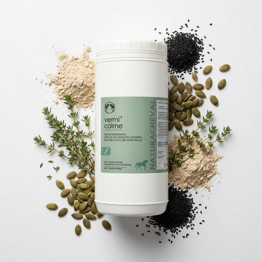 Vermi'calme 500g vermifuge naturel chevaux avec ingrédients graines courge thym