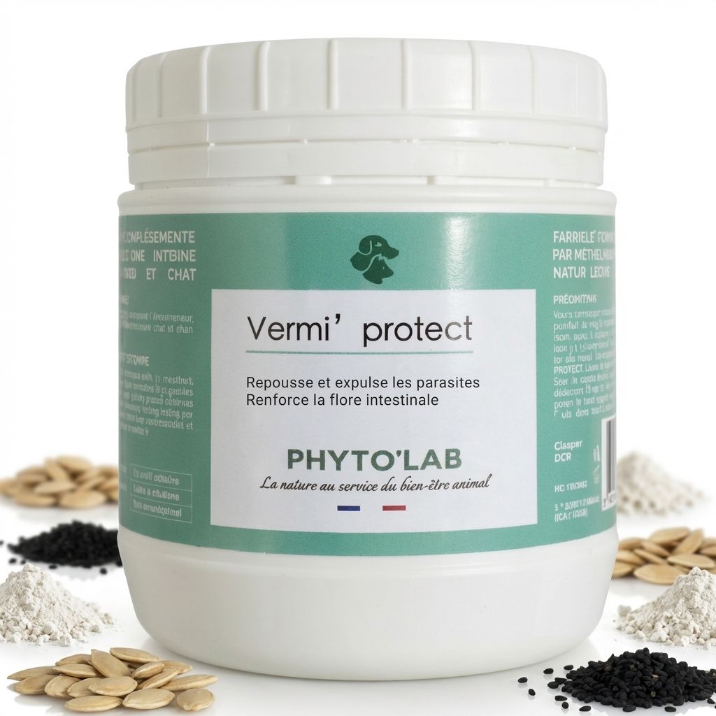 Vermi'Protect vermifuge poudre chien chat 250g Phyto'Lab avec ingrédients naturels
